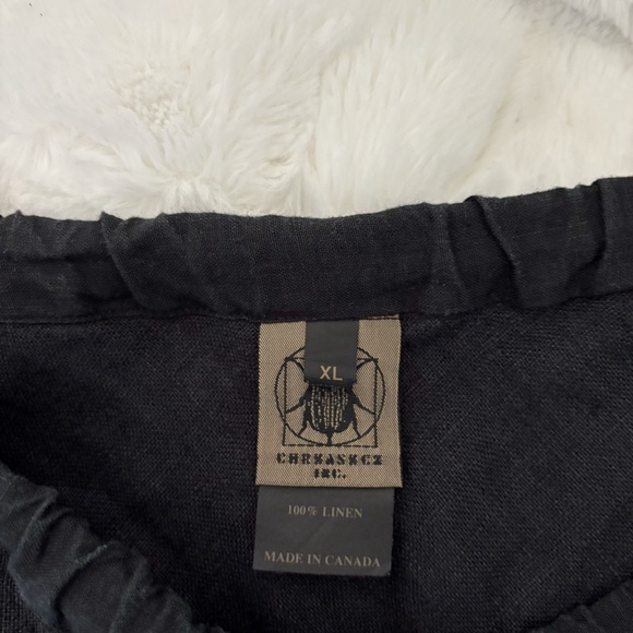 Chrzaszcz Inc Canada by Maria Wojtowicz Linen Midi Skirt Size XL Black Lagenlook - Picture 7 of 8